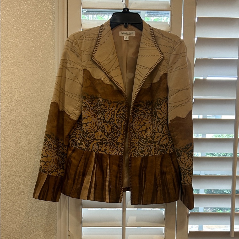 Coldwater Creek Women's Tan and Brown Patterned Blazer